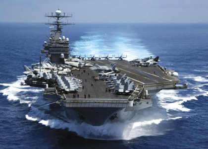 USS Carl Vinson, a nuclear-powered aircraft carrier of the U.S. Navy, in the Indian Ocean